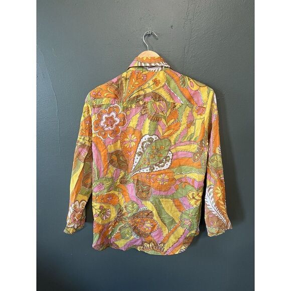 Zara Womens Multicolor Paisley Pattern Short Sleeve Button Up Shirt Size Medium - Picture 2 of 3